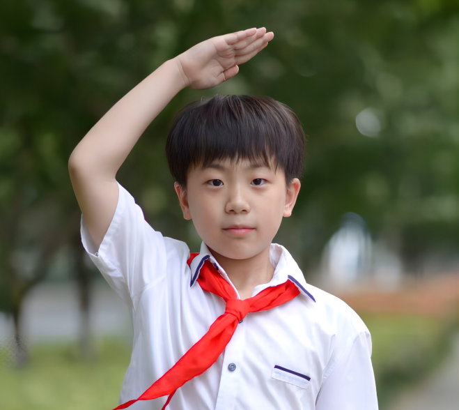 光荣的升旗手：二（23）中队吴萌宸